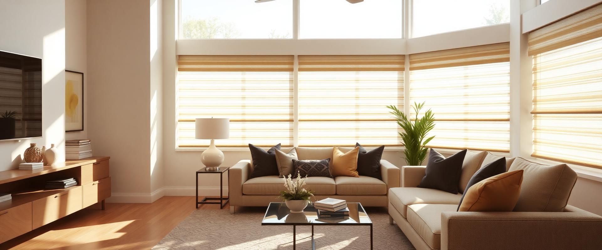 Custom window coverings in a modern living room