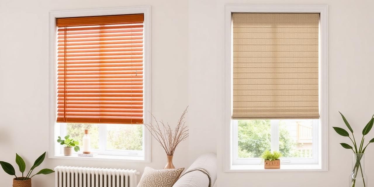 Side by side comparison of blinds and shades in a modern home