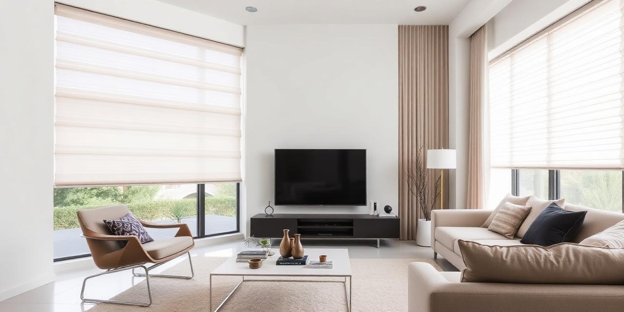 Modern living room with sleek motorized roller shades