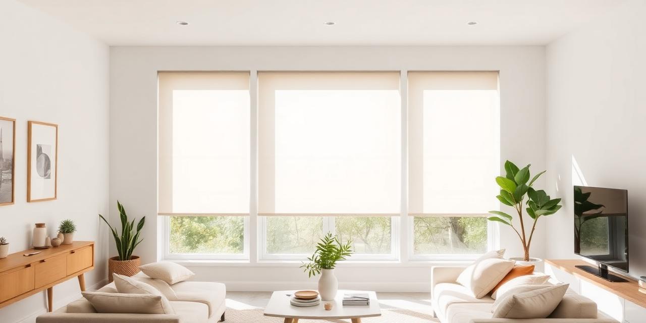 Modern roller shades in a bright living room