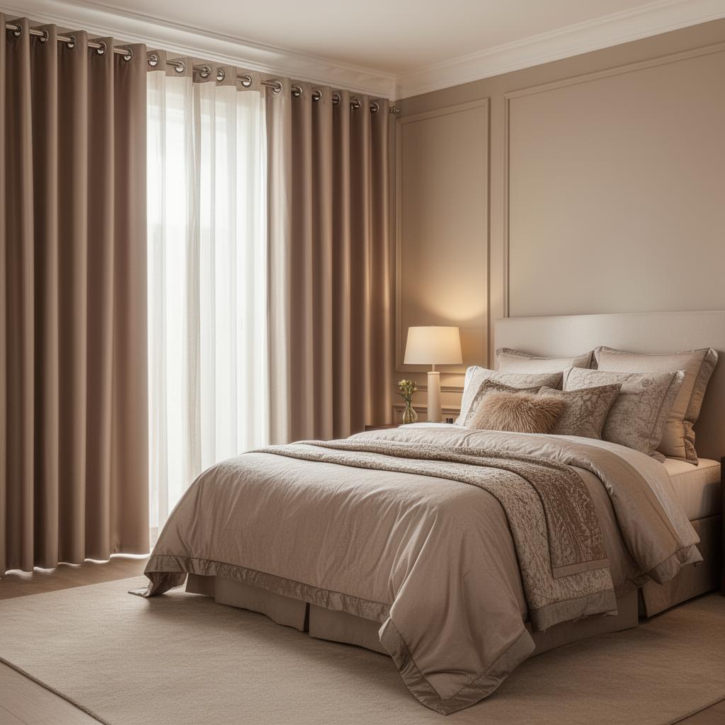 Master bedroom with blackout grommet drapery for better sleep